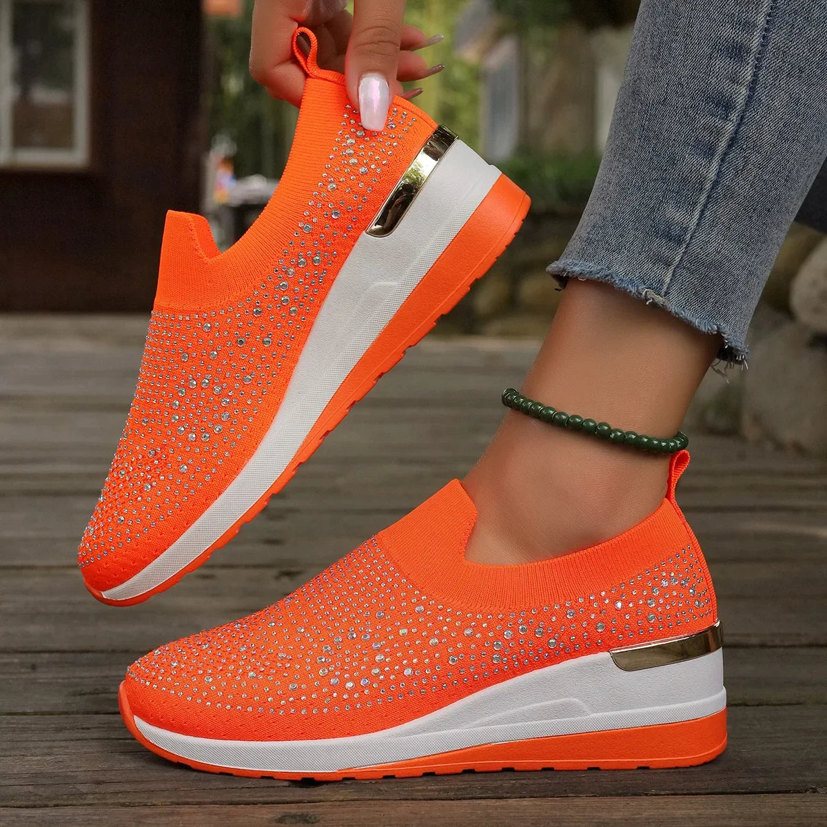 Baskets Légères Strass Orange