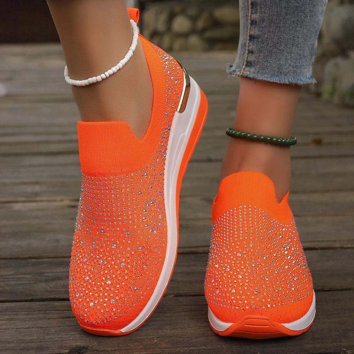 Baskets Légères Strass Orange