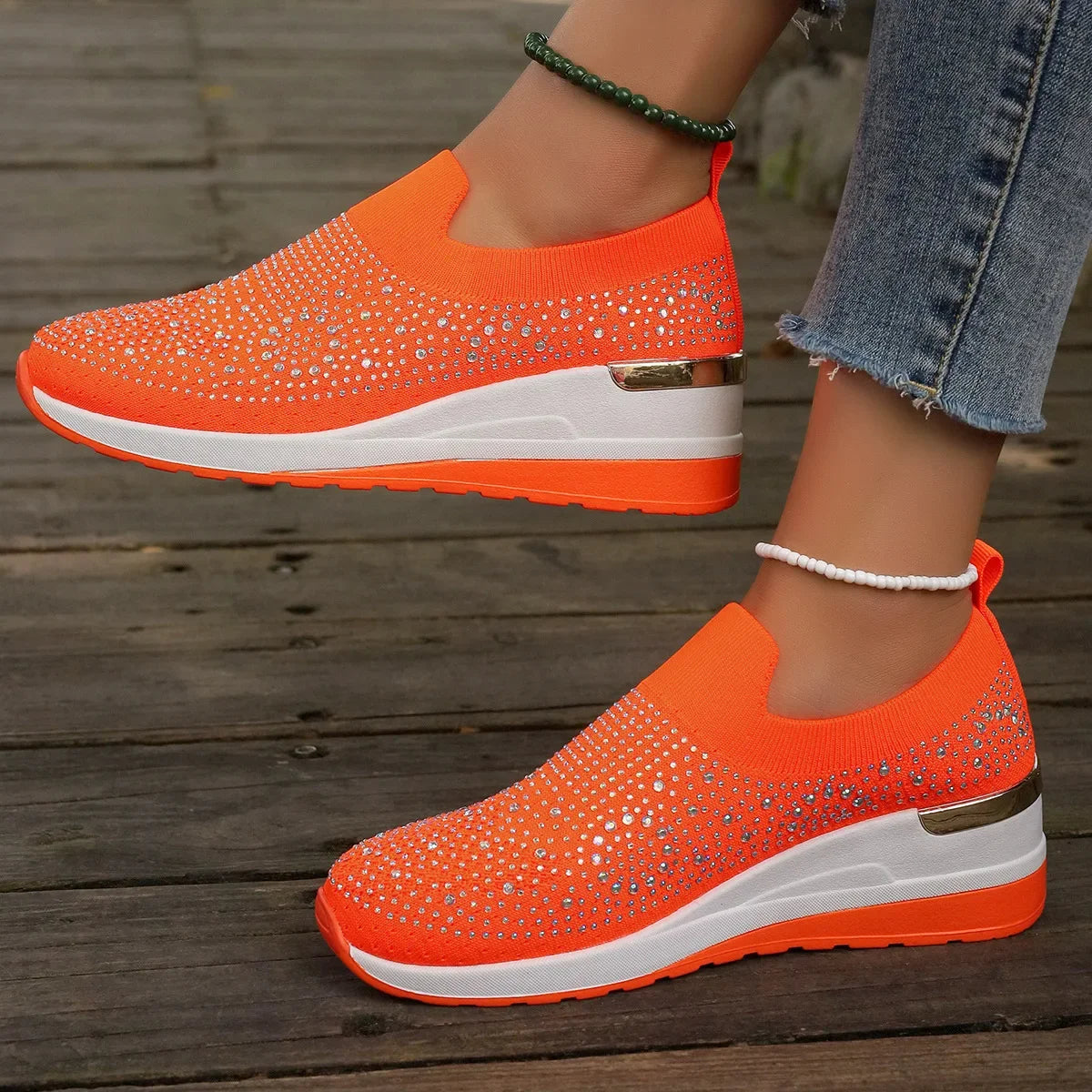 Baskets Légères Strass Orange