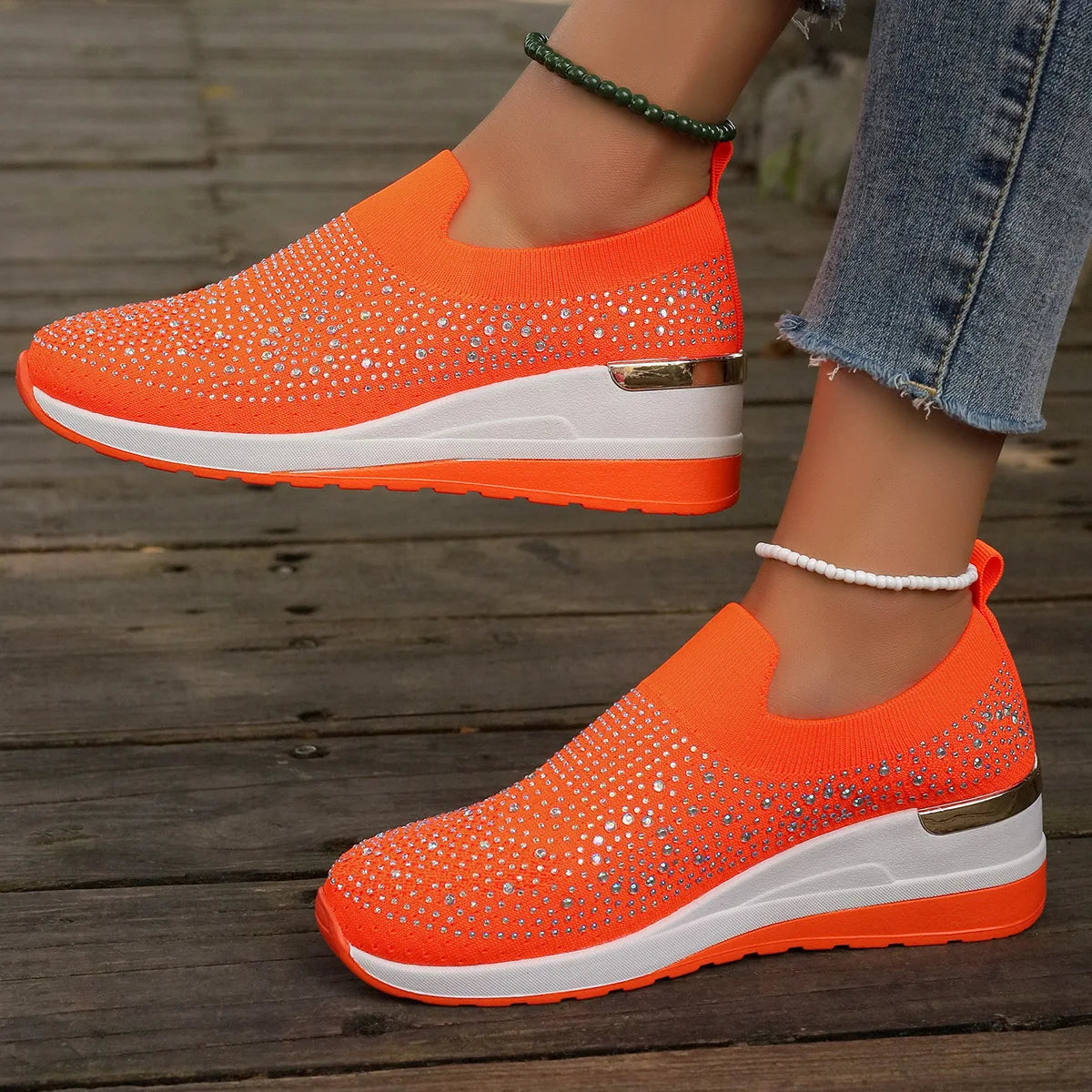 Baskets Légères Strass Orange